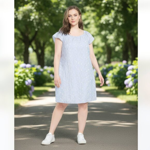 NWOT LANE BRYANT COTTON CONVERTIBLE EYELET DRESS SZ-22/24 - Picture 1 of 8